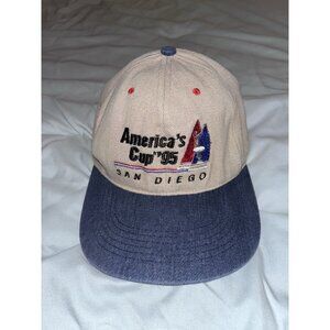 Vintage 1995 America’s Cup San Diego CA Sailing Beige/Blue StrapBack Hat